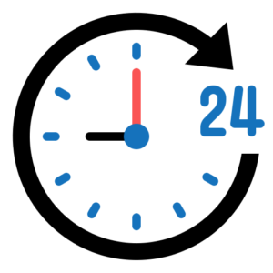 24 Hours clock in blue,red white colors- Professional Plumbing Systems