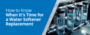 Infographic illustrating signs for replacing a water softener including scale buildup and reduced water quality