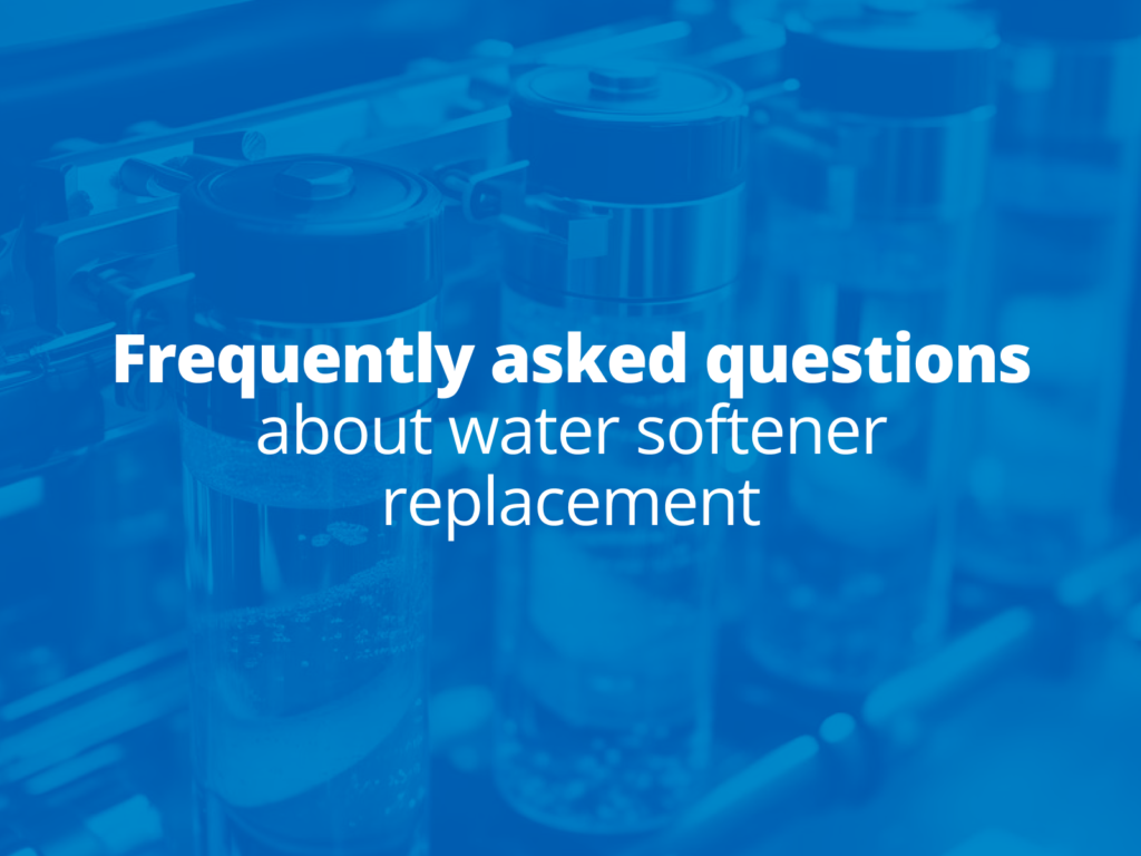 Informative graphic featuring FAQs on water softener replacement assisting users with inquiries